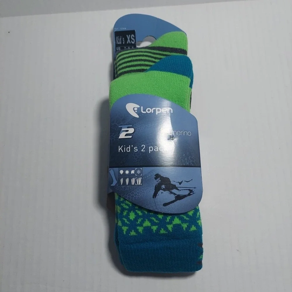 Lorpen Unisex Youth Size XS - T2 Kids Merino Ski Socks-2 Pack